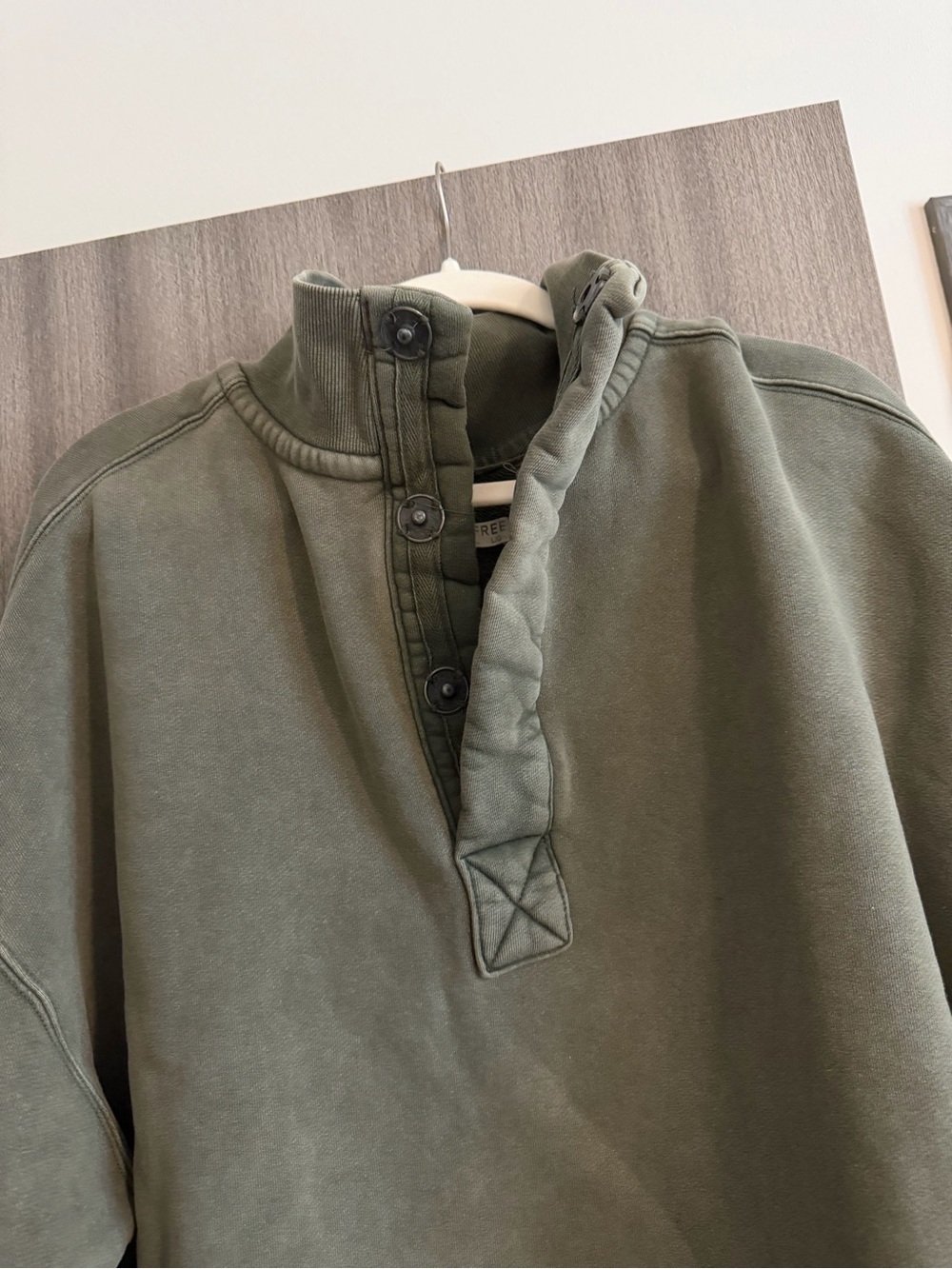 We The Free Moss Green Snap Up Pullover - Picture 4 of 6